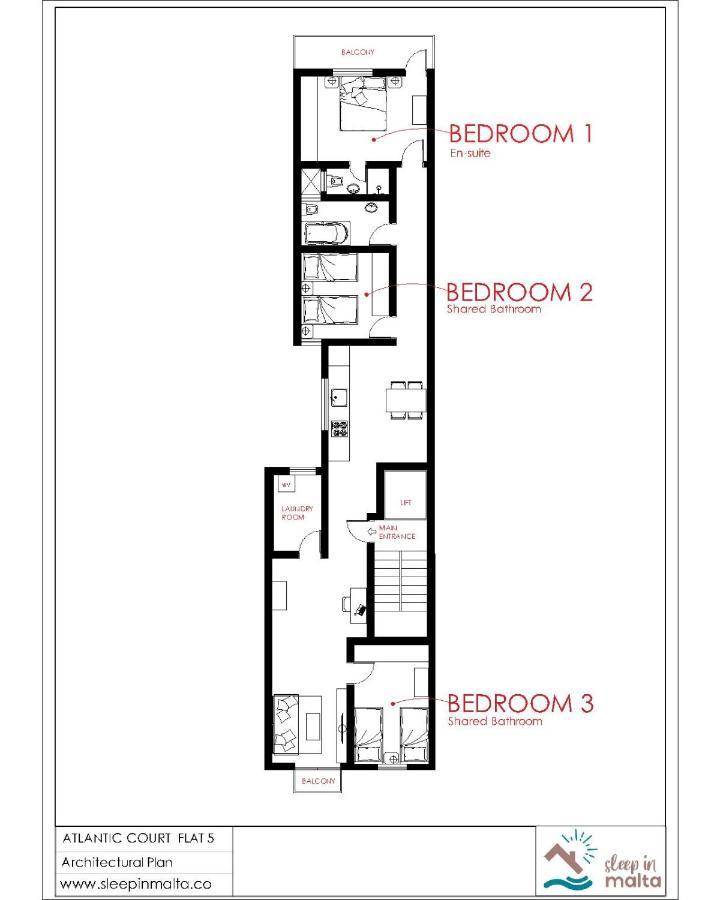 F5 Room 1, Private Double Room With Private Bathroom And Balcony In Shared Flat Msida Kültér fotó